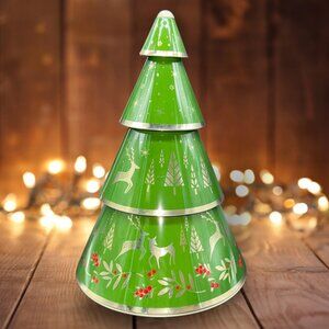 Christmas Tree Empty Tin Decorative Container